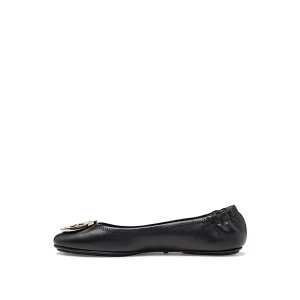 BLACK LEATHER MINNIE BALLERINA SHOES