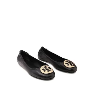 BLACK LEATHER MINNIE BALLERINA SHOES