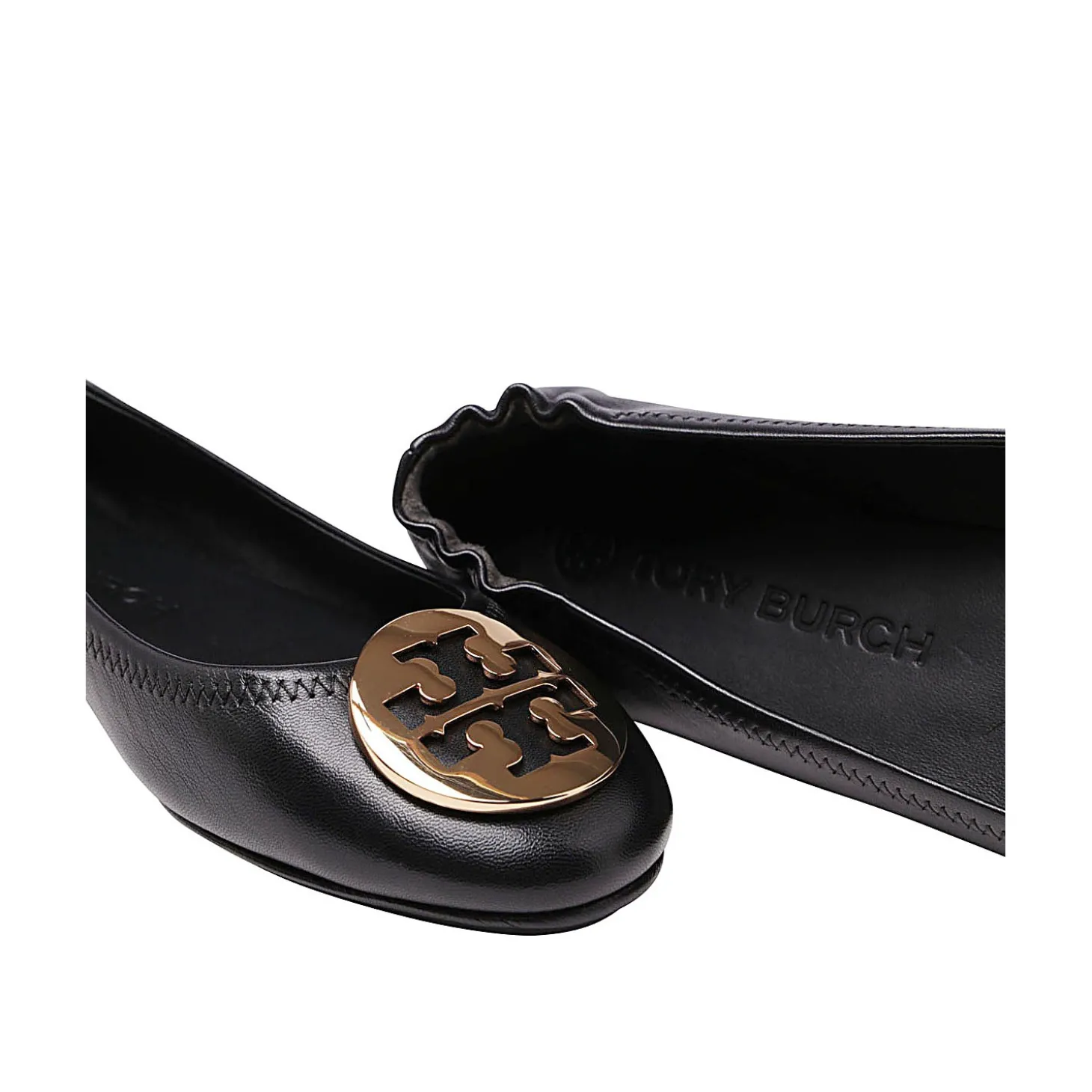 black_leather_minnie_ball_3.webp BLACK LEATHER MINNIE BALLERINA SHOES