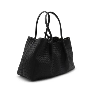 BLACK LEATHER PINACOTECA TOP HANDLE BAG