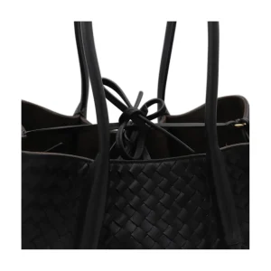 BLACK LEATHER PINACOTECA TOP HANDLE BAG