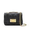 BLACK LEATHER QUILTIE 67 SHOULDER BAG
