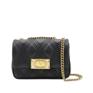 BLACK LEATHER QUILTIE 67 SHOULDER BAG