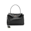 BLACK LEATHER RODEO TOP HANDLE BAG