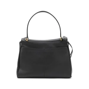 BLACK LEATHER RODEO TOP HANDLE BAG