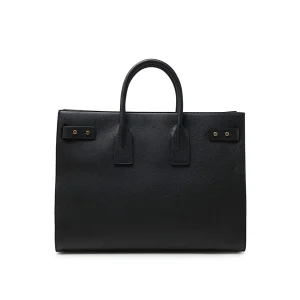 BLACK LEATHER SAC DE JOUR TOP HANDLE BAG
