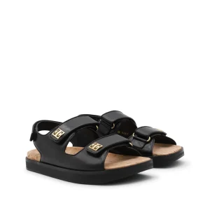 BLACK LEATHER SANDALS