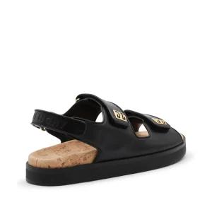 BLACK LEATHER SANDALS