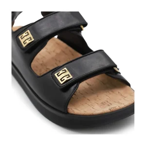 BLACK LEATHER SANDALS