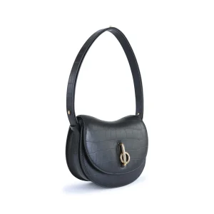 BLACK LEATHER SHOULDER BAG