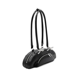 BLACK LEATHER SHOULDER BAG