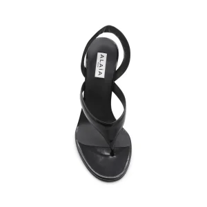 BLACK LEATHER TONG SANDALS