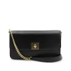 BLACK LEATHER TOP HANDLE BAG
