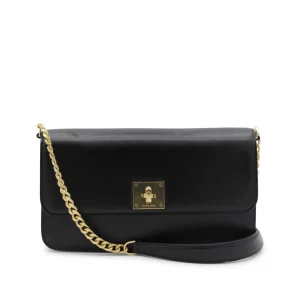 BLACK LEATHER TOP HANDLE BAG