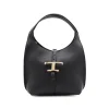 BLACK LEATHER TOP HANDLE BAG