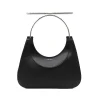 BLACK LEATHER TOP HANDLE BAG