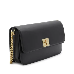 BLACK LEATHER TOP HANDLE BAG
