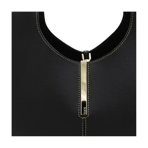 BLACK LEATHER TOP HANDLE BAG