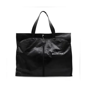 BLACK LEATHER TOTE BAG