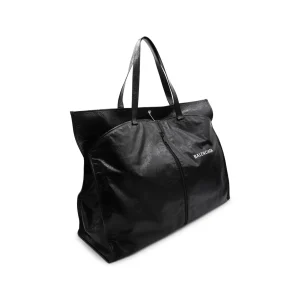 BLACK LEATHER TOTE BAG