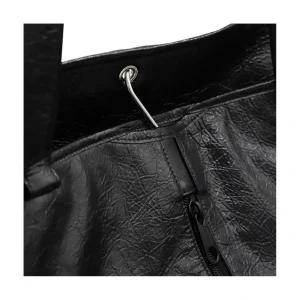 BLACK LEATHER TOTE BAG