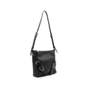 BLACK LEATHER VOYOU SHOULDER BAG