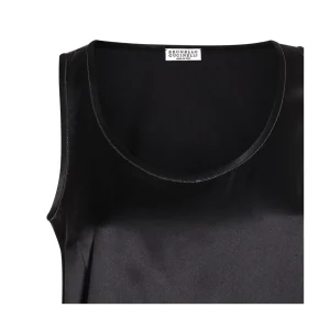 BLACK SILK BLEND TANK TOP