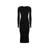 BLACK VISCOSE MIDI DRESS
