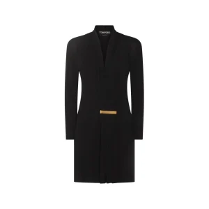 BLACK VISCOSE MINI DRESS
