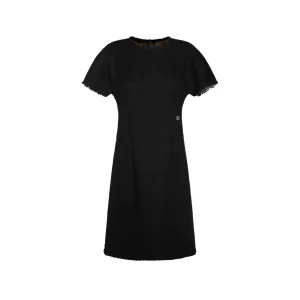 BLACK WOOL MINI DRESS