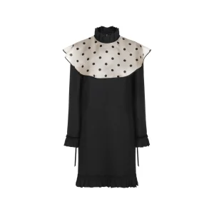 BLACK WOOL MINI DRESS