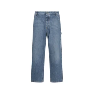 BLUE COTTON DENIM PANTS