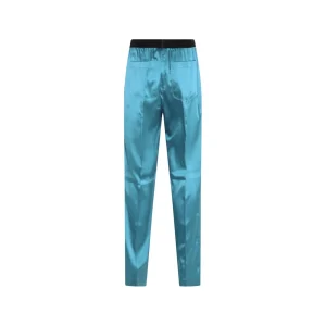 BLUE SILK PANTS