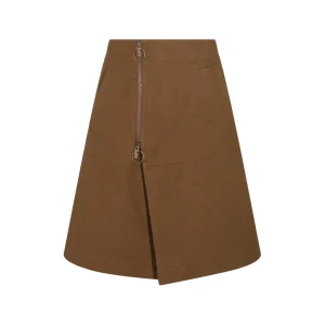 BROWN COTTON MIDI SKIRT