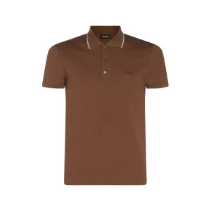 BROWN COTTON POLO SHIRT