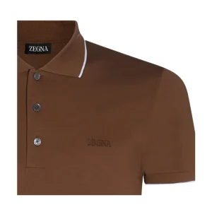 BROWN COTTON POLO SHIRT