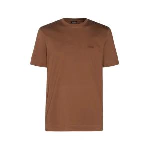 BROWN COTTON T-SHIRT