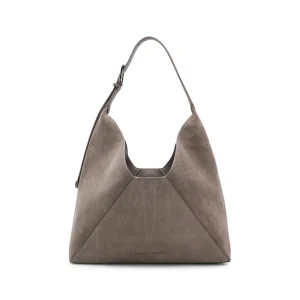 BROWN LEATHER SUEDE SHOULDER BAG