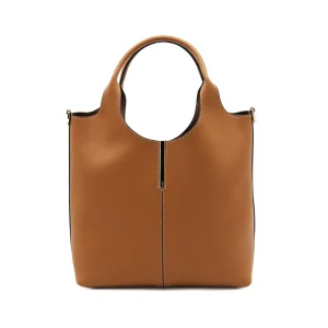 BROWN LEATHER TOP HANDLE BAG