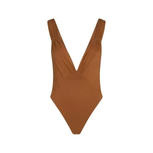 BROWN SILK BODYSUIT
