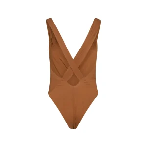BROWN SILK BODYSUIT