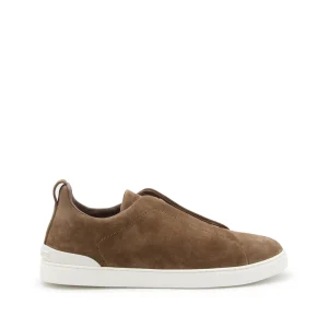 CAMEL SUEDE TRIPLE STICK SNEAKERS