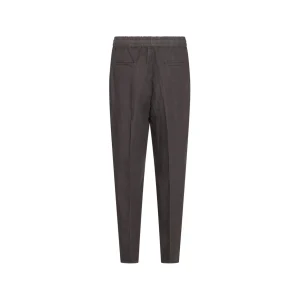 COFFEE BROWN LINEN TRACK PANTS