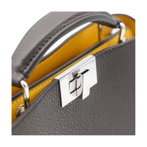 DARK BROWN PEEKABOO ISSEU SMALL TOP HANDLE BAG