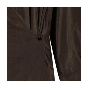 DARK BROWN SILK MAXI DRESS