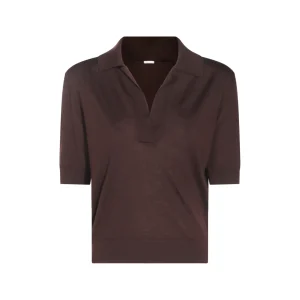 DARK BROWN WOOL POLO SHIRT