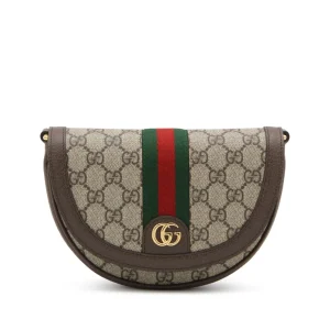 EBONY CANVAS AND LEATHER GG OPHIDIA MINI CROSSBODY BAG