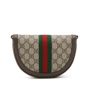 EBONY CANVAS AND LEATHER GG OPHIDIA MINI CROSSBODY BAG