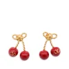 GOLD AND RED CHERRY EARRINGS