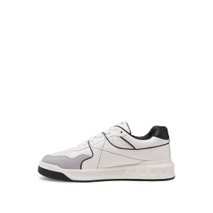 GREY AND WHITE LEATHER SNEAKERS